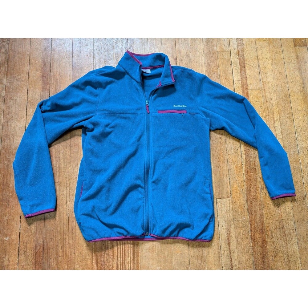 Columbia Full Zip Fleece Women's L Mock Neck Long Sleeve Blue Purple Fall